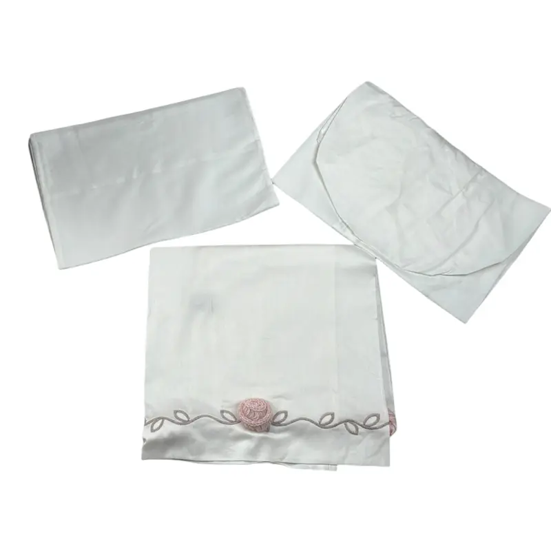 Marlu' Set Lenzuola 3Pz tinta unita con Stampa Bianco per Neonata
