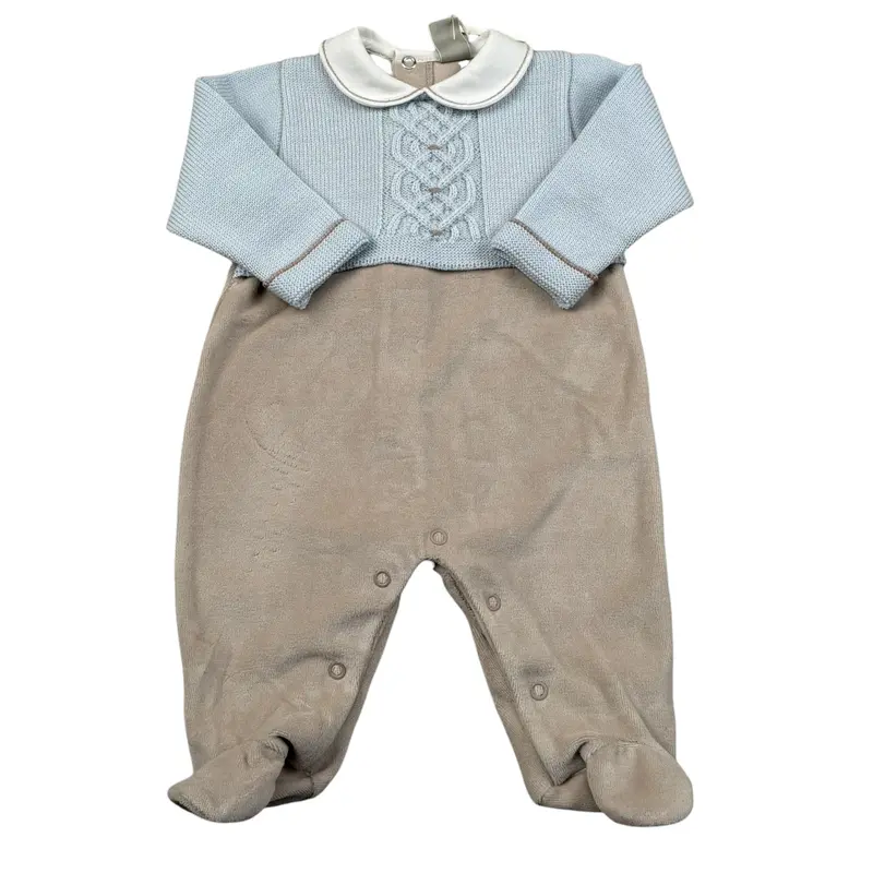 Marlu' Tutina Manica Lunga Bicolore Beige/Azzurro per Neonato