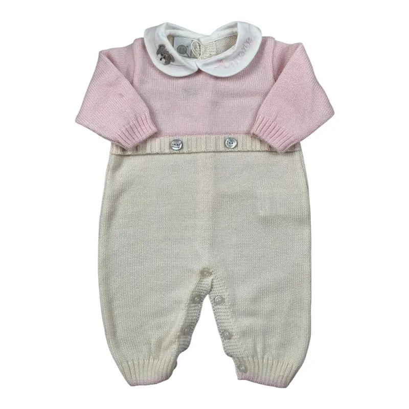 Marlu' Tutina Manica Lunga Bicolore Bianco/Rosa per Neonata
