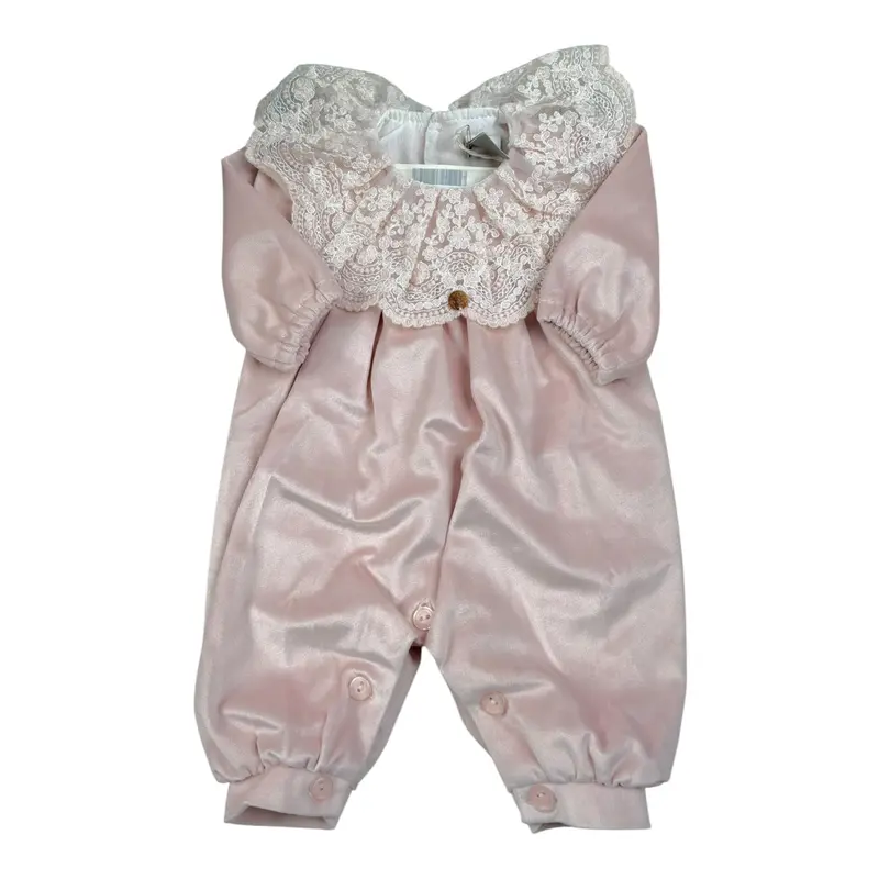 Marlu' Tutina Manica Lunga tinta unita In Ciniglia Rosa per Neonata