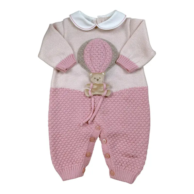 Marlu' Tutina tinta unita con Stampa Rosa per Neonata