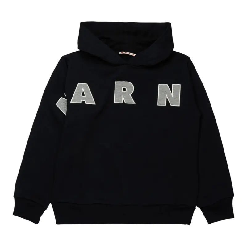 Marni Felpa Chiusa con Cappuccio tinta unita Nero per Bambino