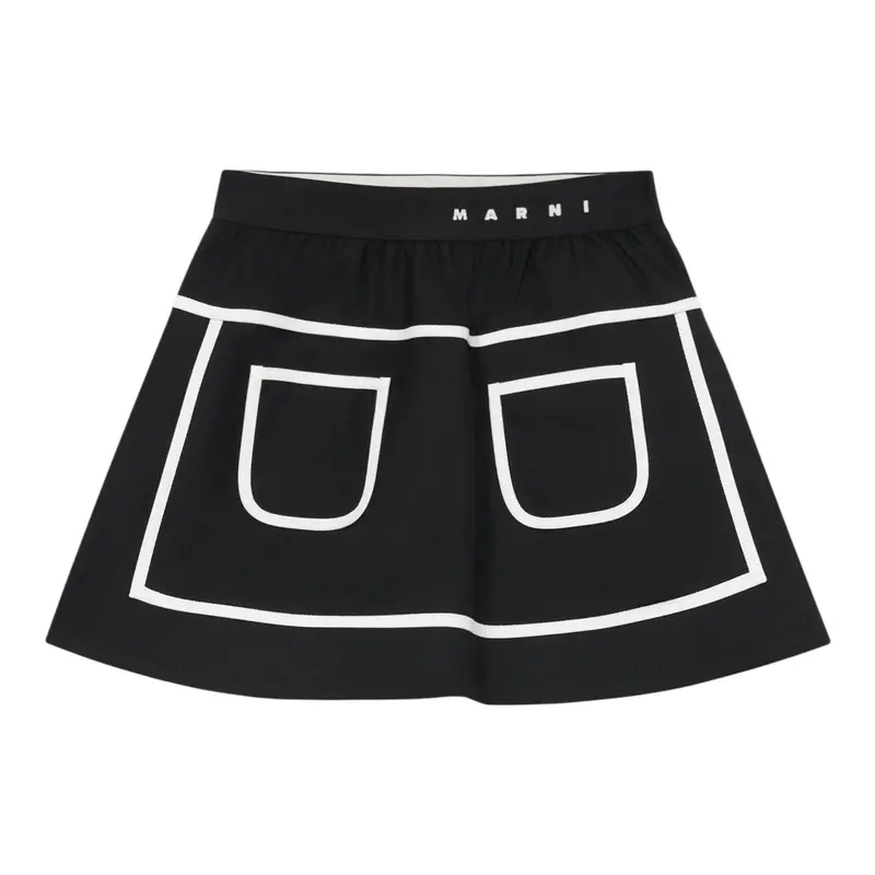 Marni Gonna tinta unita con Logo Nero per Bambina