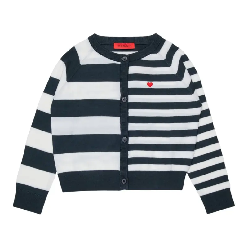 Max&Co. Cardigan Bicolore con Fantasia A Righe Bianco/Blu per Bambina