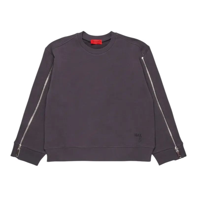 Max&Co. Felpa Girocollo tinta unita con Zip Grigio per Bambina