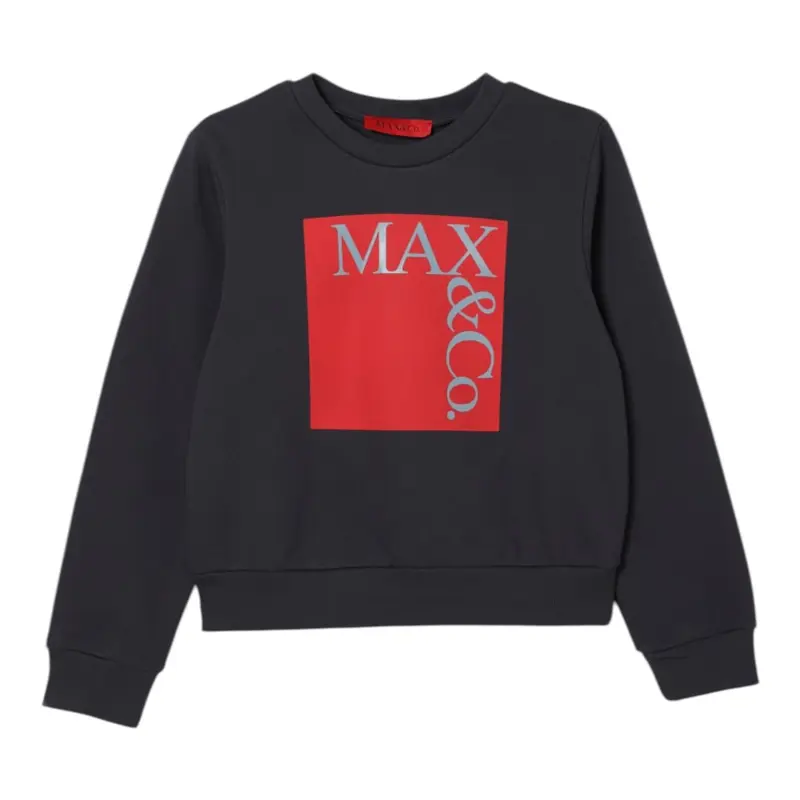Max&Co. Felpa tinta unita Girocollo con Stampa Grigio per Bambino