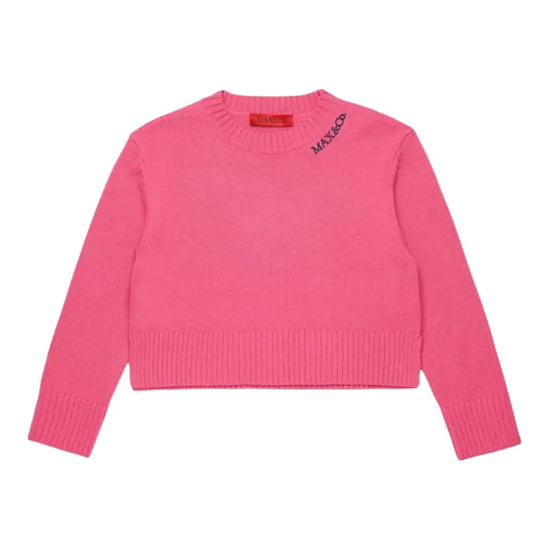 Max&Co. Maglia tinta unita con Stampa Fuxia per Bambina