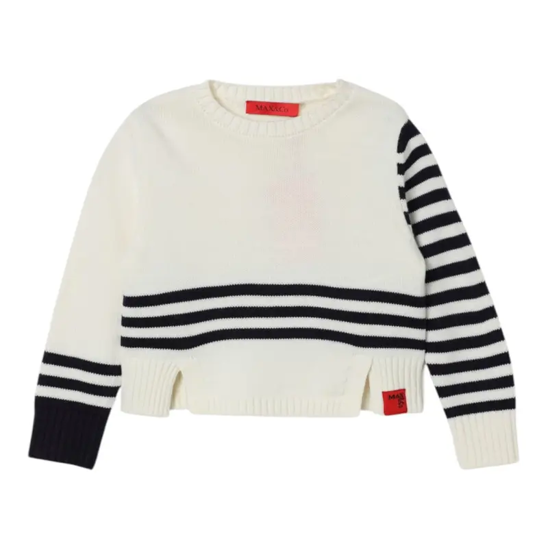 Max&Co. Maglia tinta unita con Stampa Panna per Bambina