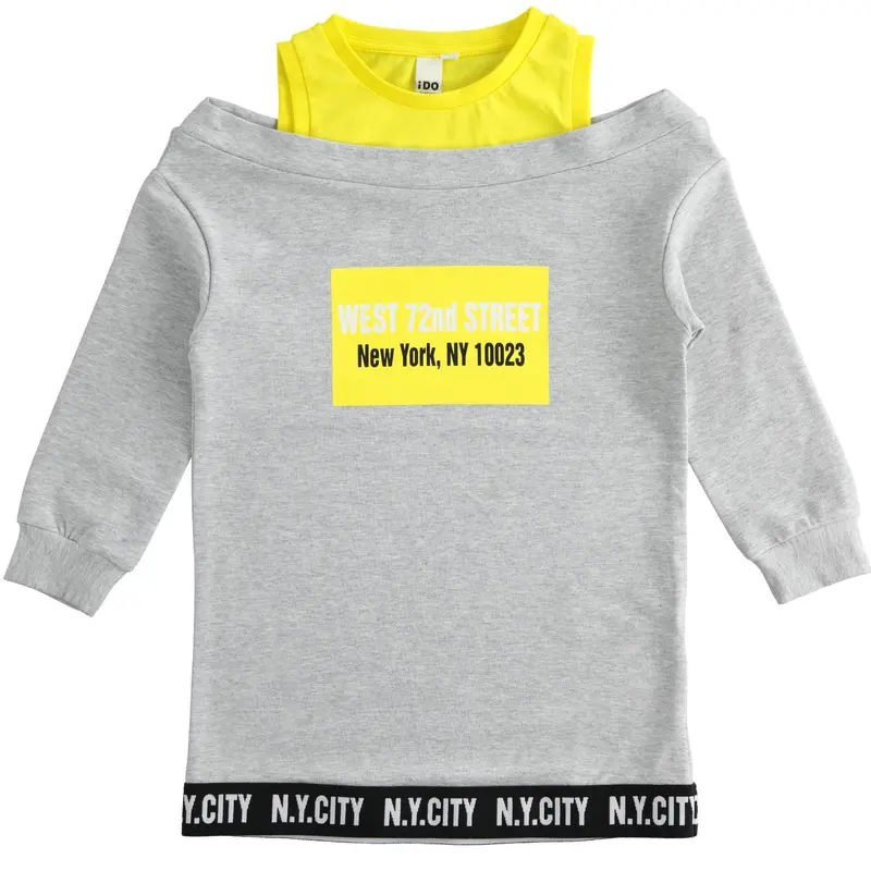 Maxi felpa bambina con stampa colorata sul davanti