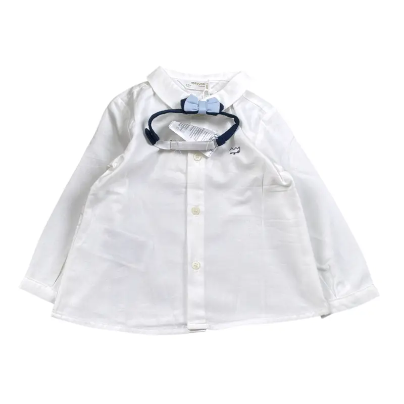Mayoral Camicia tinta unita con Papillon Bianco per Neonato