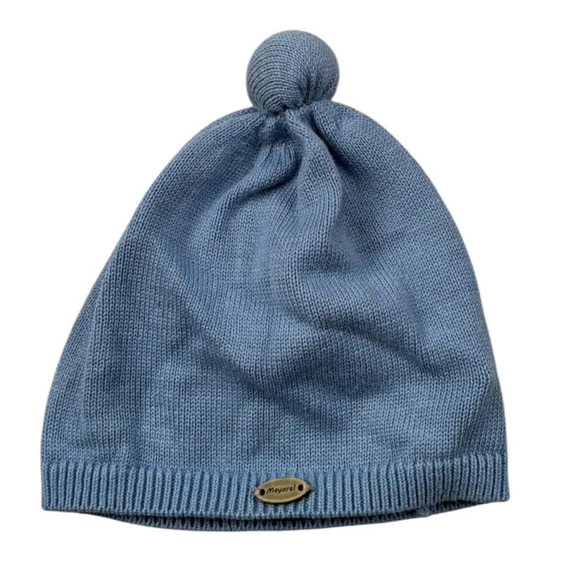 Mayoral Cappello tinta unita con Pon Pon Azzurro per Neonato