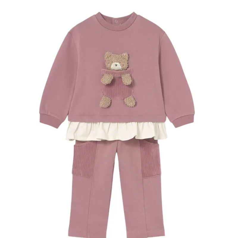 Mayoral Completo 2 Pezzi Felpa-Pantalone tinta unita Rosa per Neonata