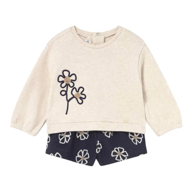 Mayoral Completo 2 Pezzi Felpa-Short Beige per Neonata