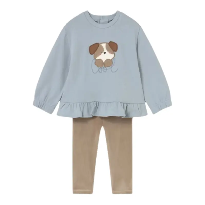 Mayoral Completo 2Pz Leggins-Maglia Azzurro/Beige per Neonata
