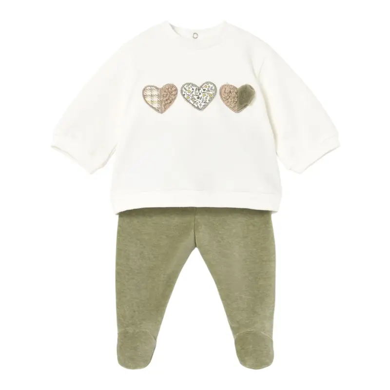 Mayoral Completo 2Pz Shirt-Ghettina Bicolore Bianco/Verde per Neonato