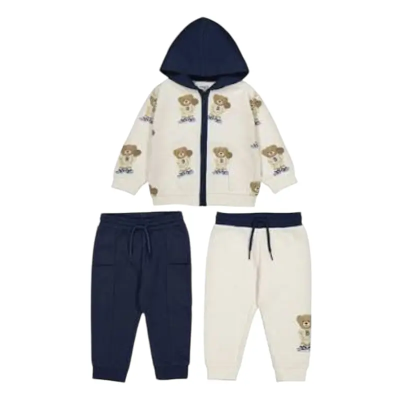 Mayoral Completo 3Pz 2Pantaloni-Felpa Panna per Neonato