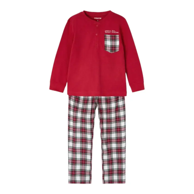 Mayoral Pigiama 2 Pezzi Shirt-Pantalone Rosso per Bambino