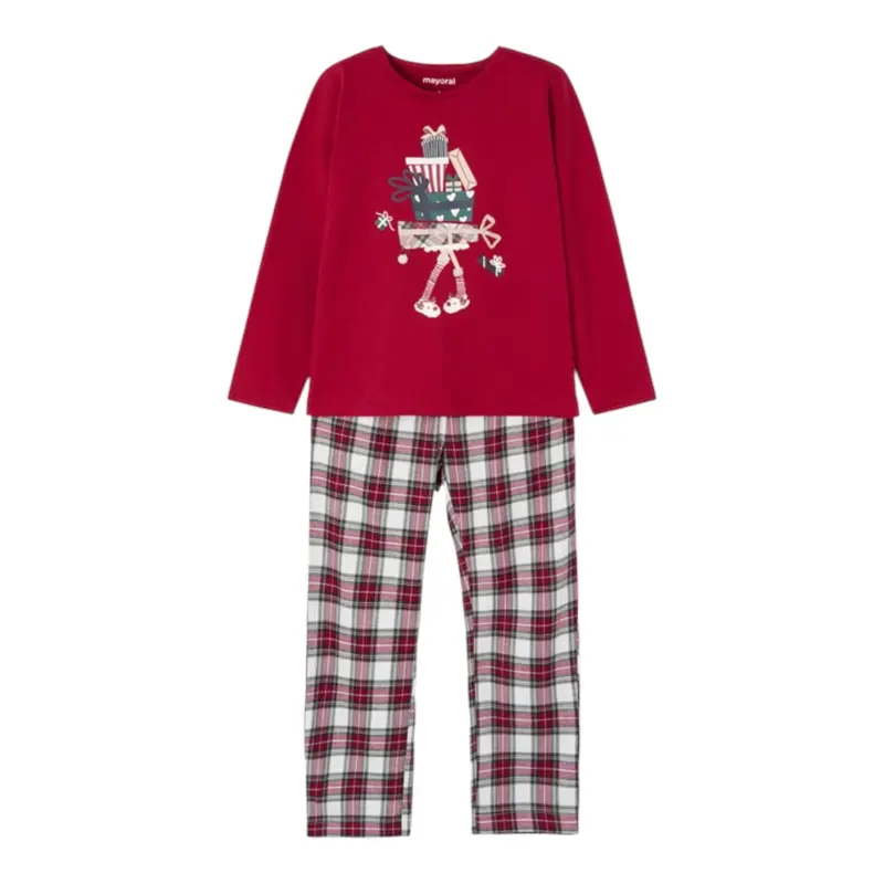 Mayoral Pigiama 2 Pezzi Shirt-Pantalone Rosso per Bambino