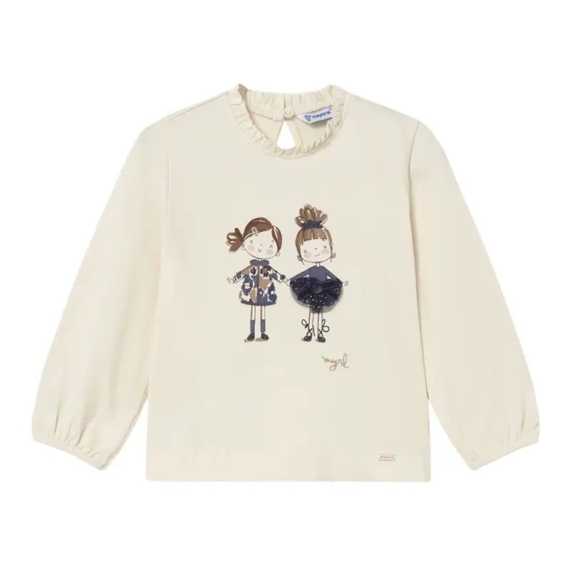 Mayoral Shirt tinta unita con Stampa Beige per Neonata