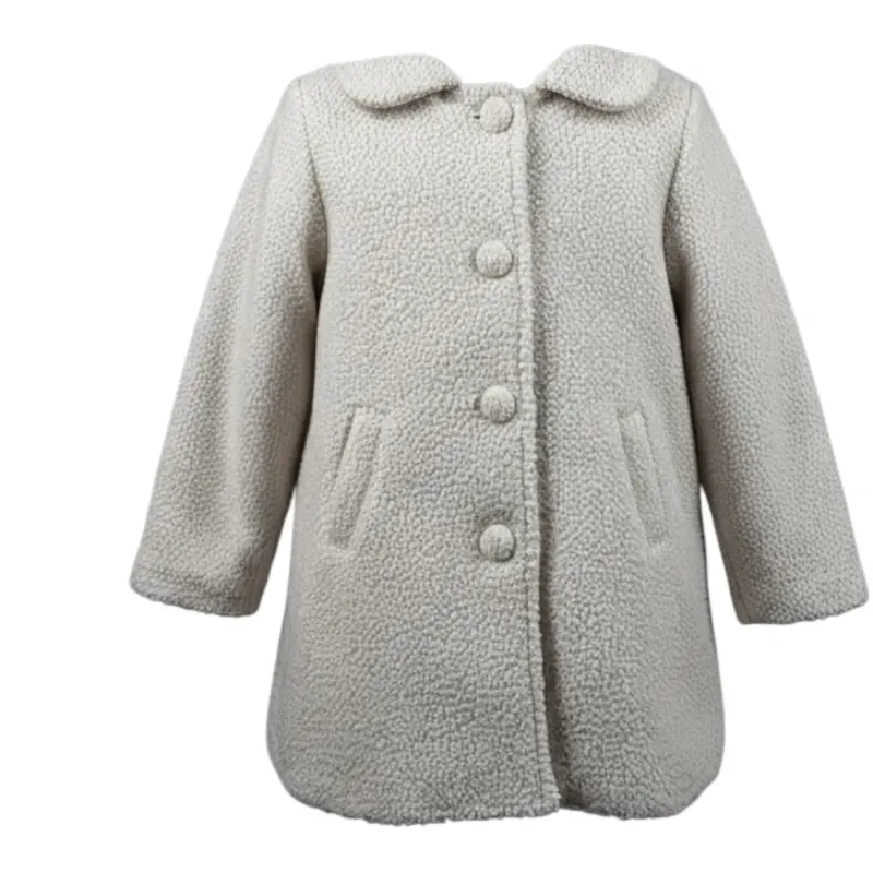 Meilisa Bai Cappotto tinta unita con Colletto Rosa per Bambina