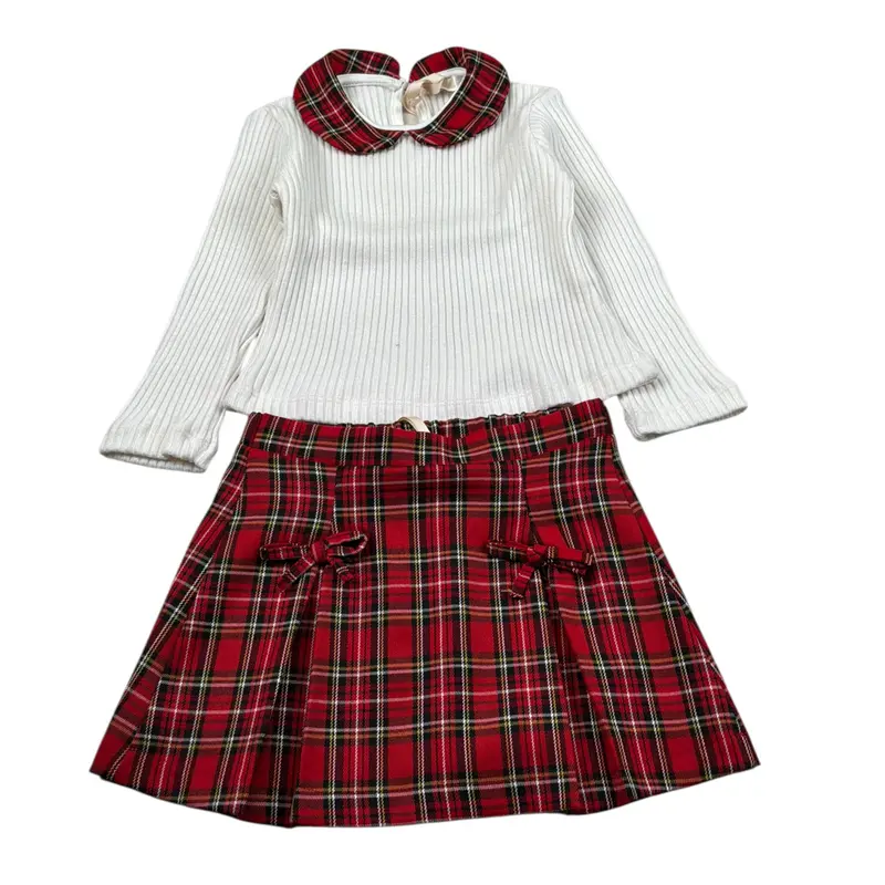 Meilisa Bai Completo 2 Pezzi Maglia-Gonna Bianco/Rosso per Neonata