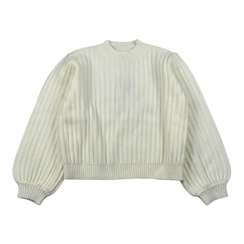 Meilisa Bai Maglia tinta unita Mezzo Collo Panna per Bambina
