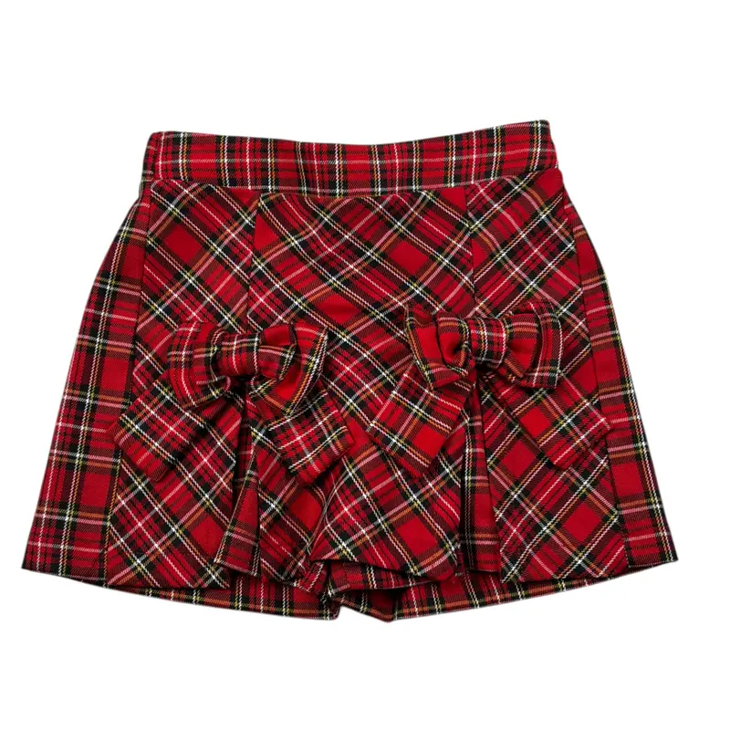 Meilisa Bai Short tinta unita Modello Scozzese Rosso per Bambina
