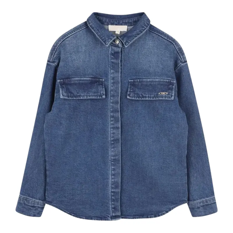 Michael Kors Camicia In Denim tinta unita Blu per Bambina
