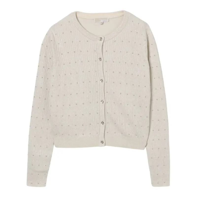 Michael Kors Cardigan tinta unita con Applicazioni Beige per Bambina