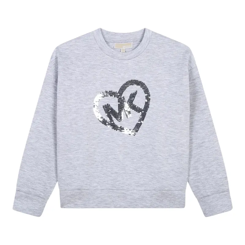 Michael Kors Felpa Girocollo tinta unita con Paillettes Grigio per Bambina