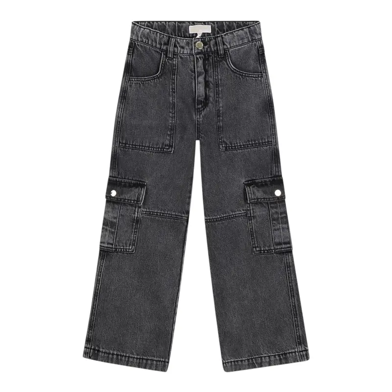Michael Kors Jeans tinta unita con Girovita Regolabile Nero per Bambina