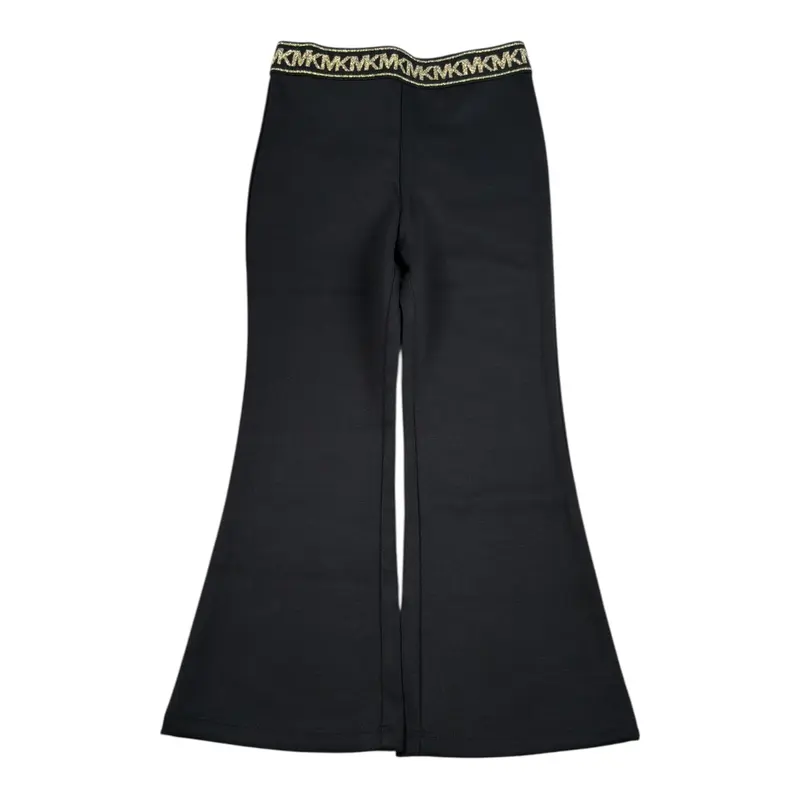 Michael Kors Pantalone tinta unita Modello Zampa con Elastico In Vita Logato Nero per Bambina