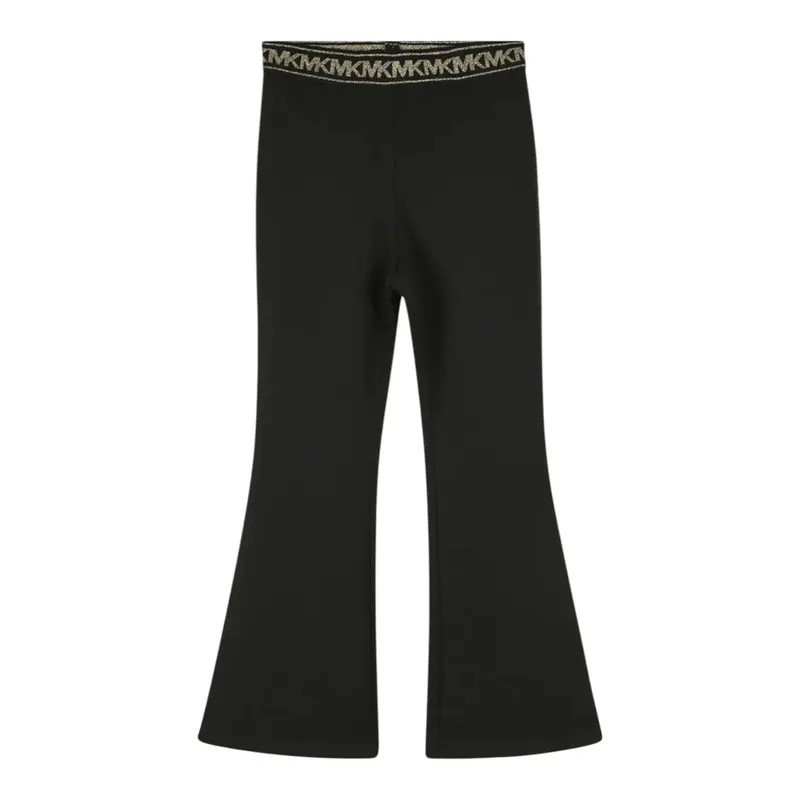 Michael Kors Pantalone tinta unita Modello Zampa con Elastico In Vita Logato Nero per Bambina