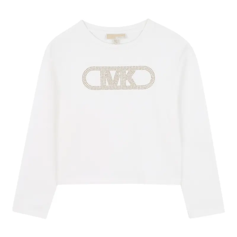 Michael Kors Shirt Girocollo tinta unita con Logo Bianco per Neonata