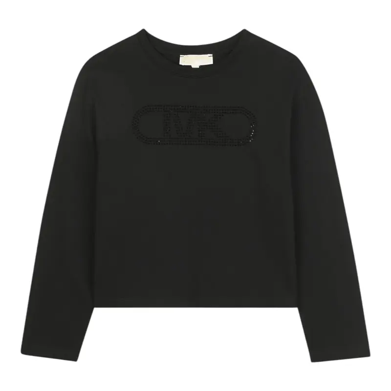 Michael Kors Shirt Girocollo tinta unita con Logo Nero per Neonata