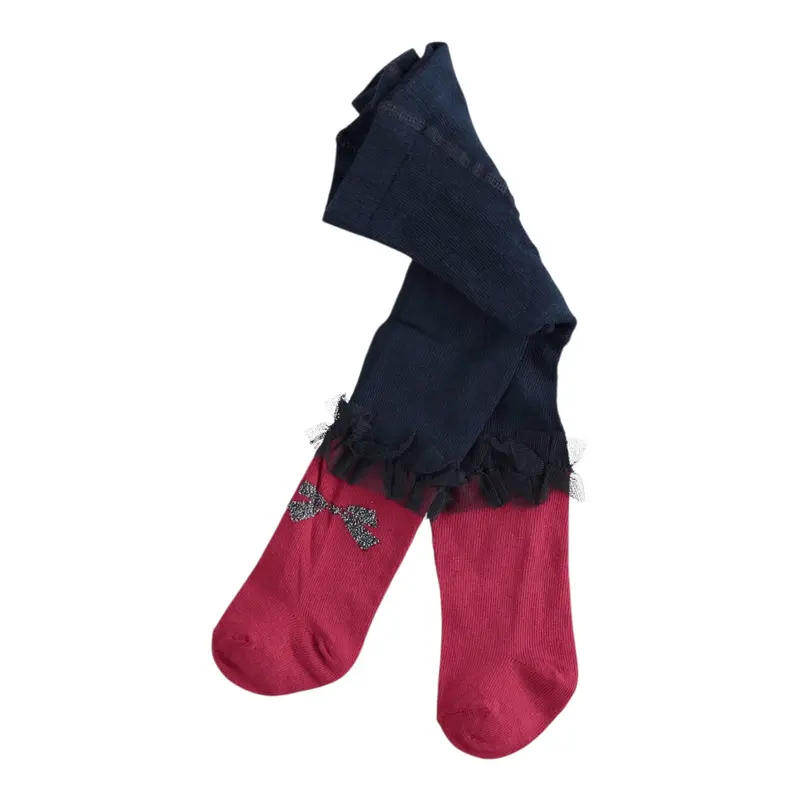 Mini Banda Calze Bicolore con Tulle Blu/Rosso per Neonata