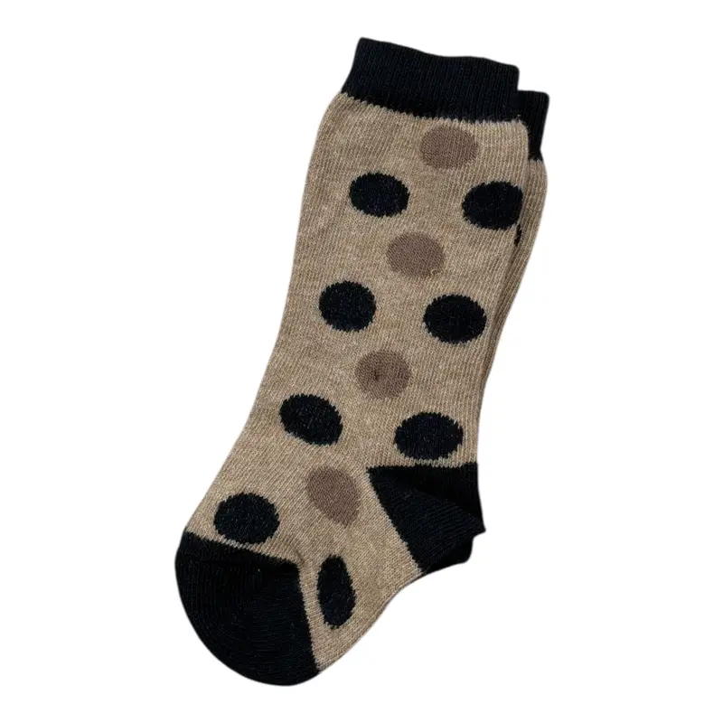 Mini Banda Calzini tinta unita con Pois Beige per Neonata
