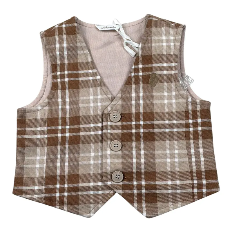 Mini Banda Gilet tinta unita con Fantasia Beige per Neonato