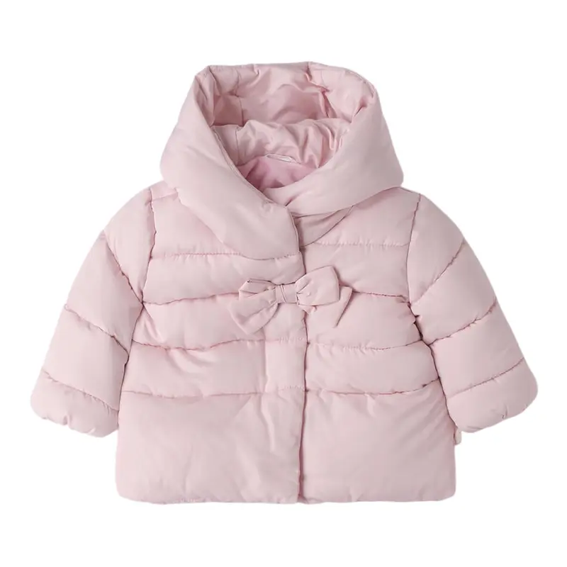 Mini Banda Giubbino tinta unita con Cappuccio Rosa per Neonata