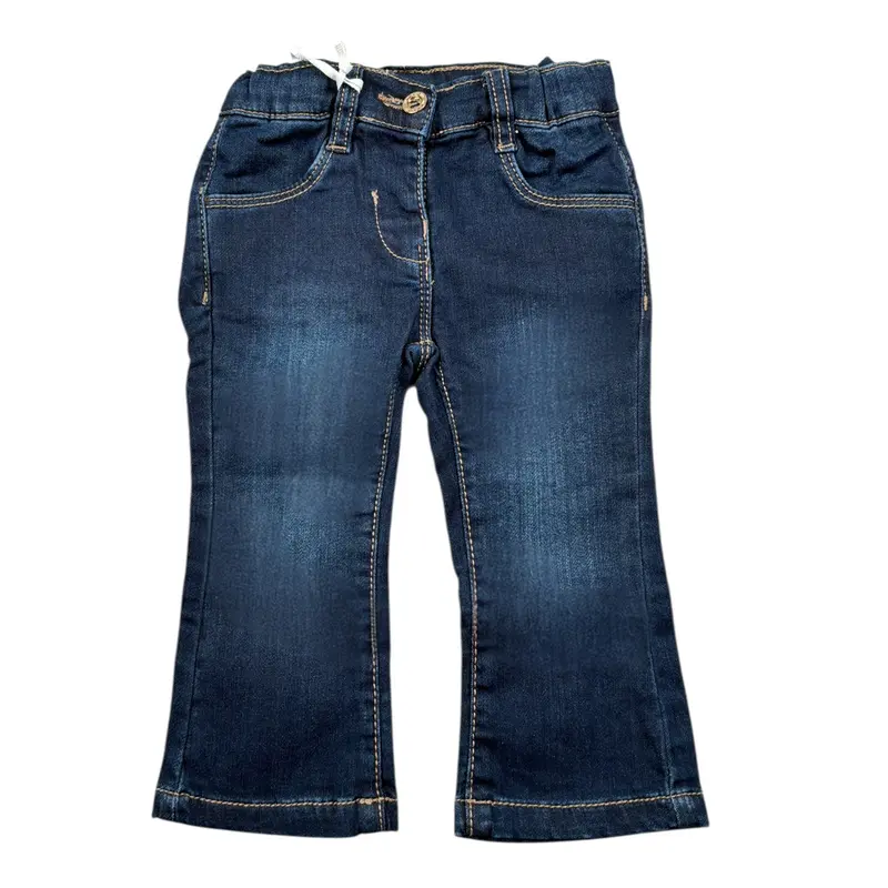 Mini Banda Jeans tinta unita con Girovita Regolabile Blu per Neonata