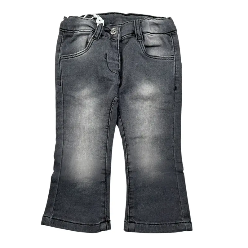 Mini Banda Jeans tinta unita con Girovita Regolabile Nero per Neonata
