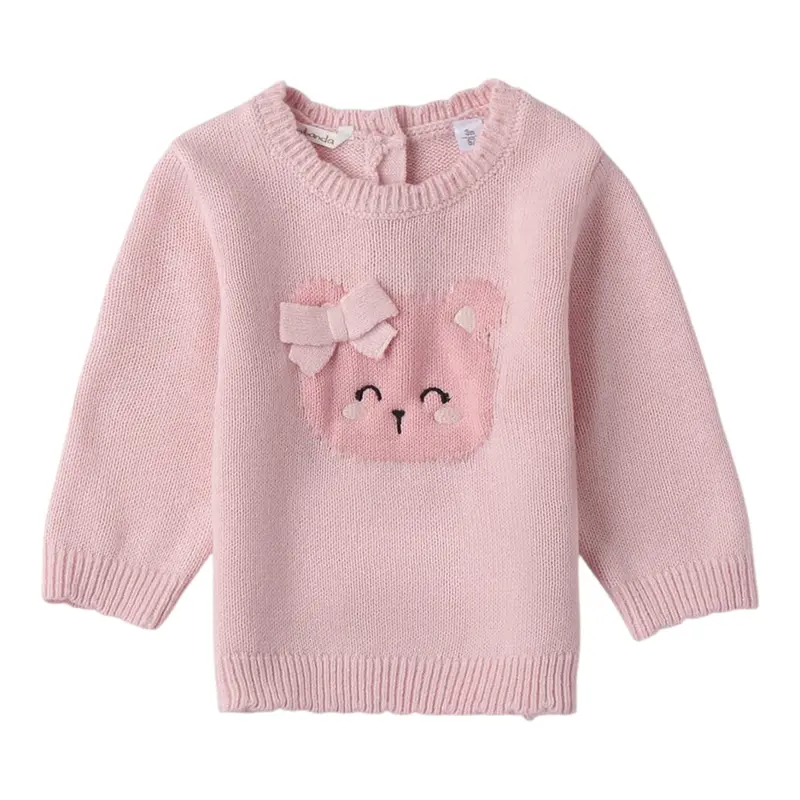 Mini Banda Maglia tinta unita con Stampa Rosa per Neonata