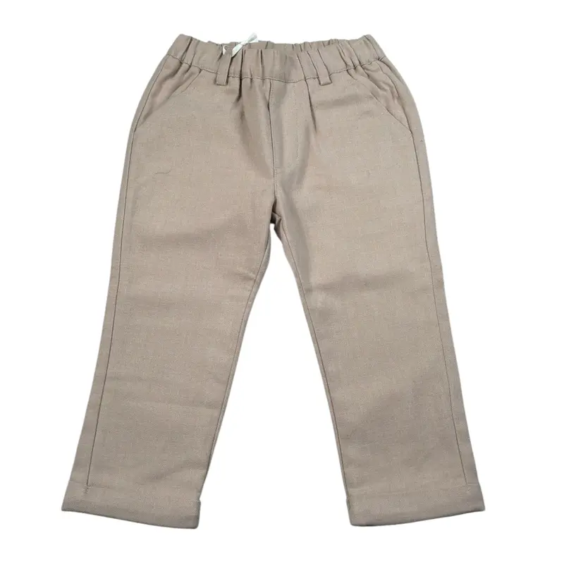 Mini Banda Pantalone tinta unita con Elastico In Vita Beige per Neonato