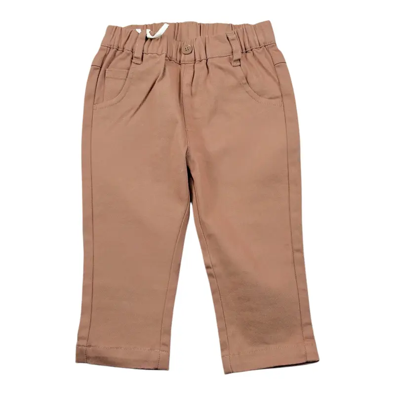 Mini Banda Pantalone tinta unita con Elastico In Vita Cammello per Neonato