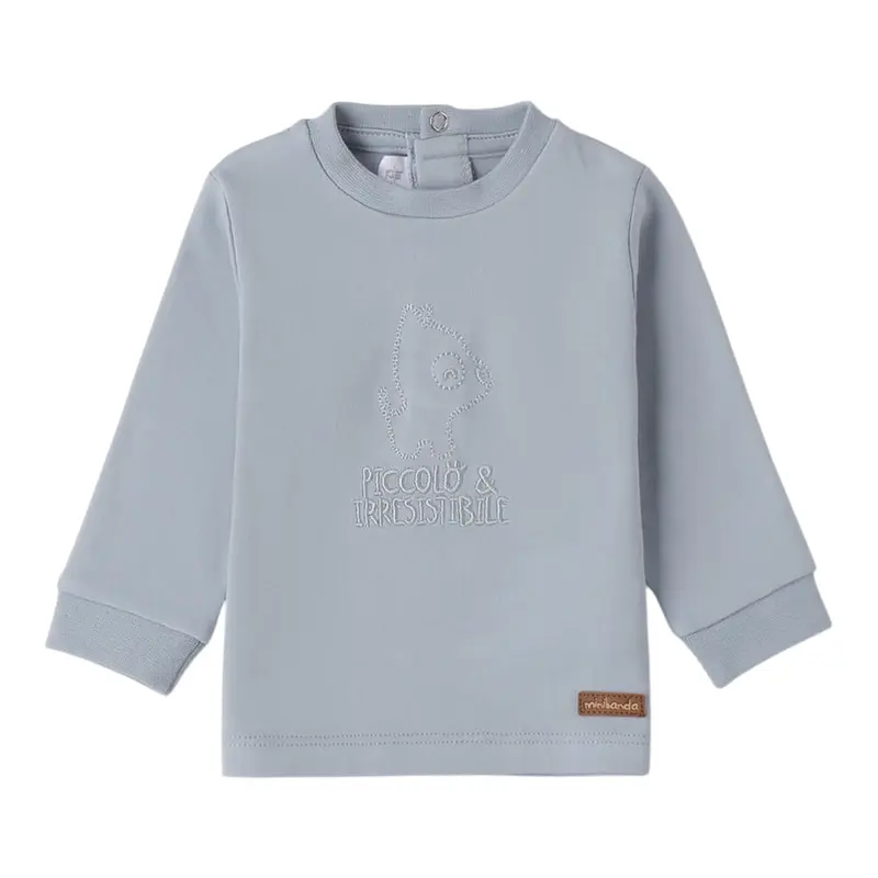 Mini Banda Shirt tinta unita con Logo Azzurro per Neonato