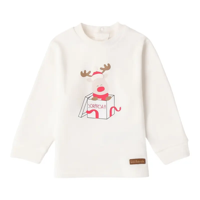 Mini Banda Shirt tinta unita con Stampa Bianco per Neonato