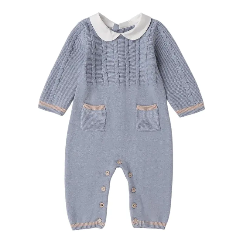 Mini Banda Tutina Manica tinta unita Azzurro per Neonato