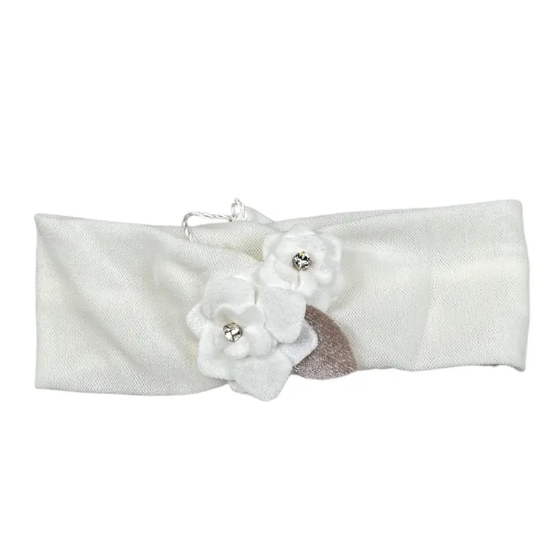 Minu' Fascia tinta unita con Fiori Bianco per Neonata