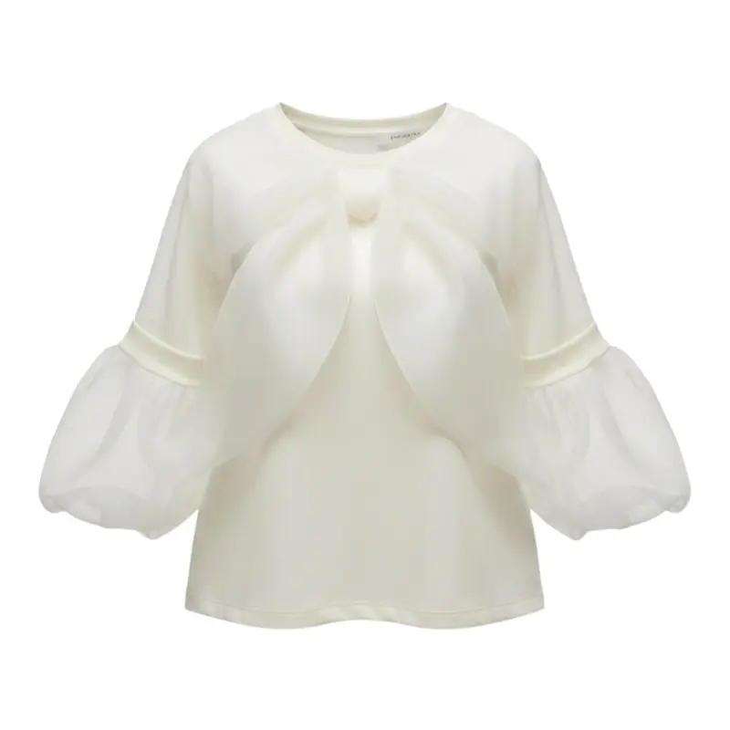 Miss Grant Camicia tinta unita con Fiocco Bianco per Bambina