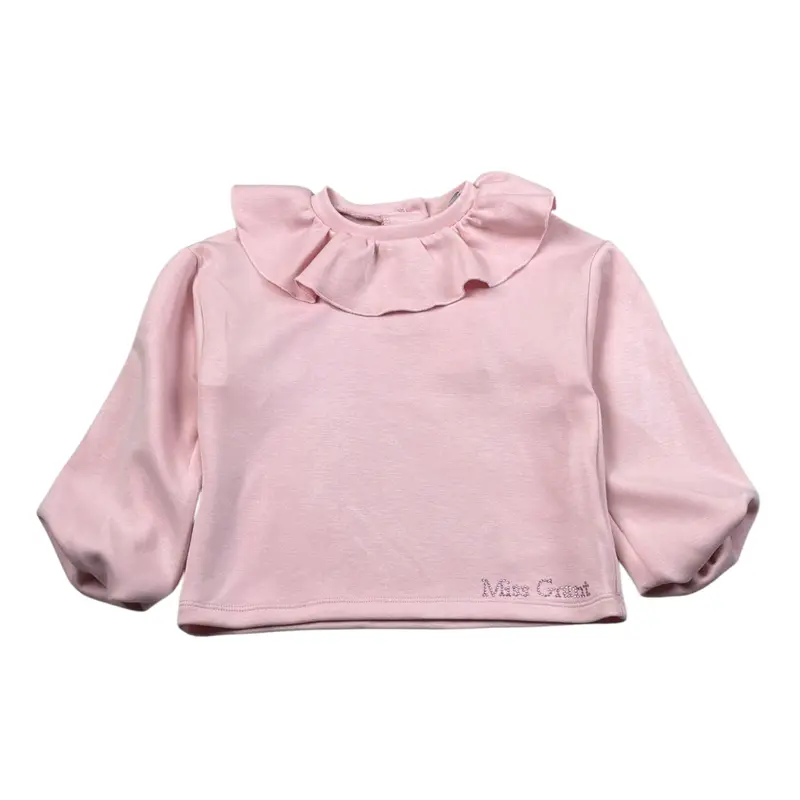 Miss Grant Felpa Chiusa tinta unita con Rouches Rosa per Bambina